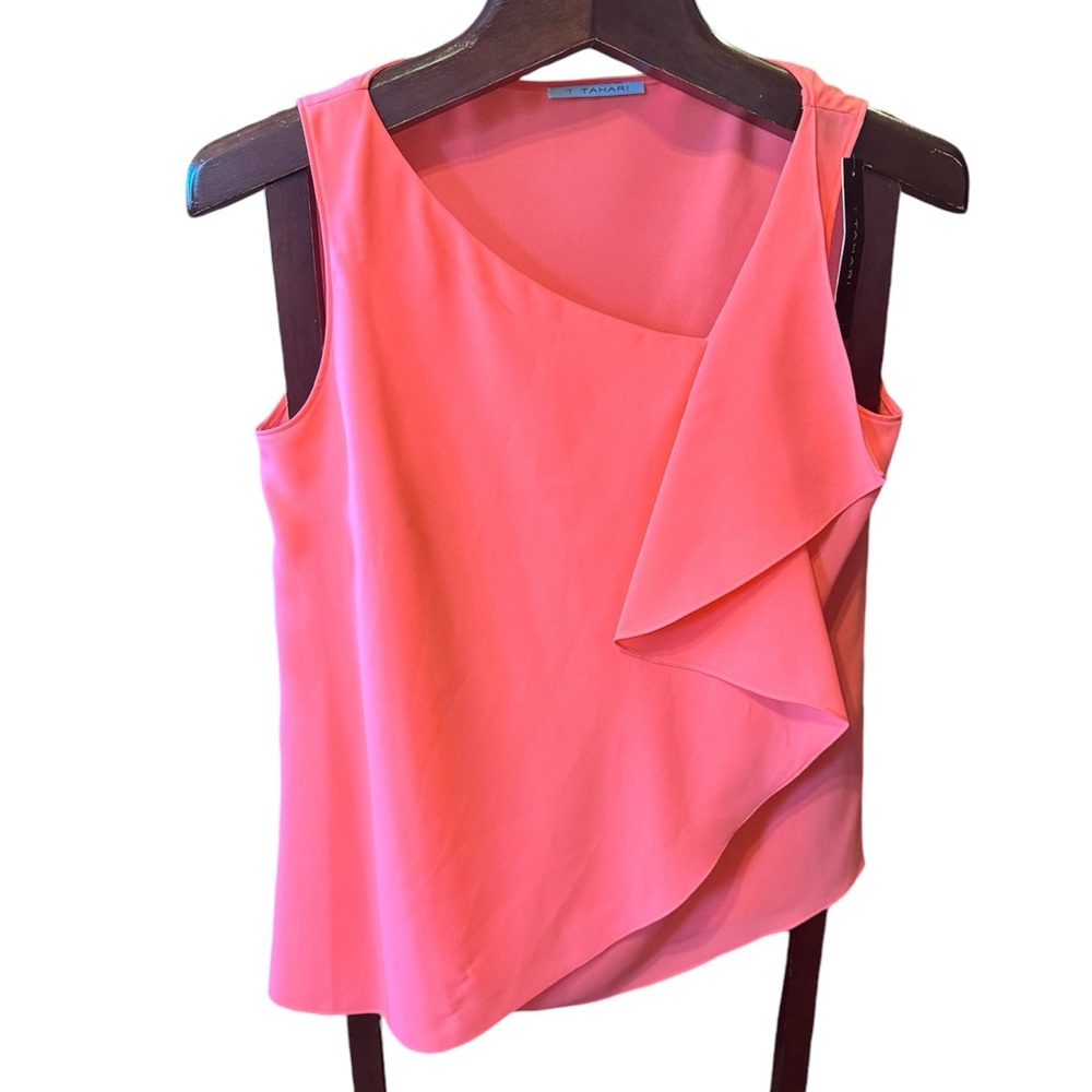 Tahari Neon Pink Sleeveless Blouse